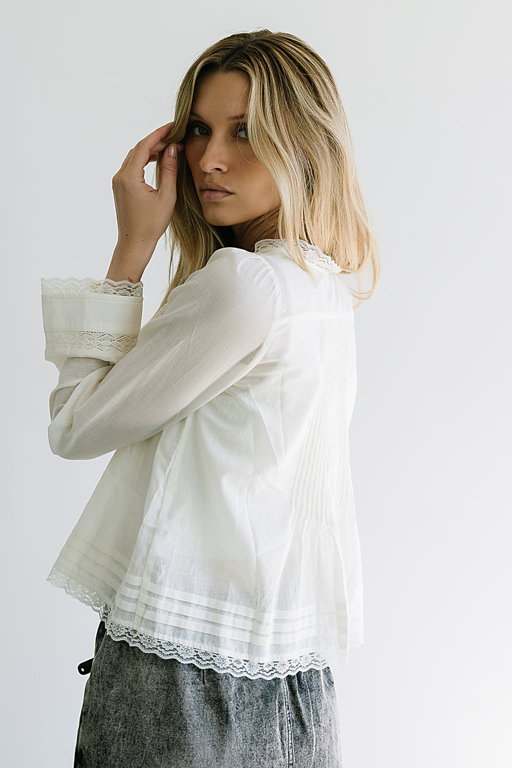 Taylor Sheer Blouse in Ivory - FINAL SALE