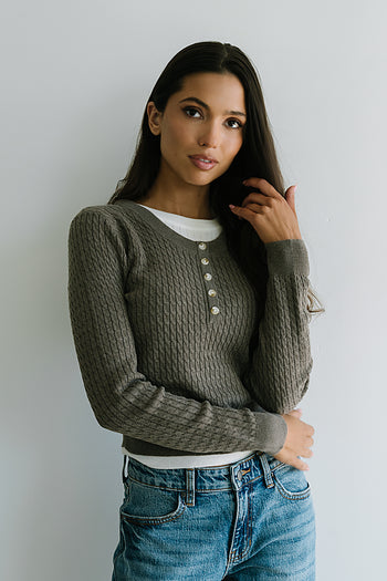 Bruce Double Layer Sweater in Taupe - FINAL SALE