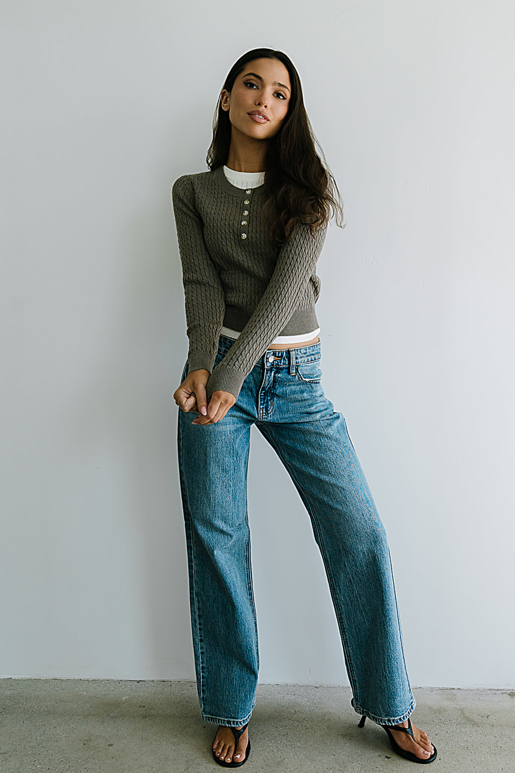 Bruce Double Layer Sweater in Taupe - FINAL SALE