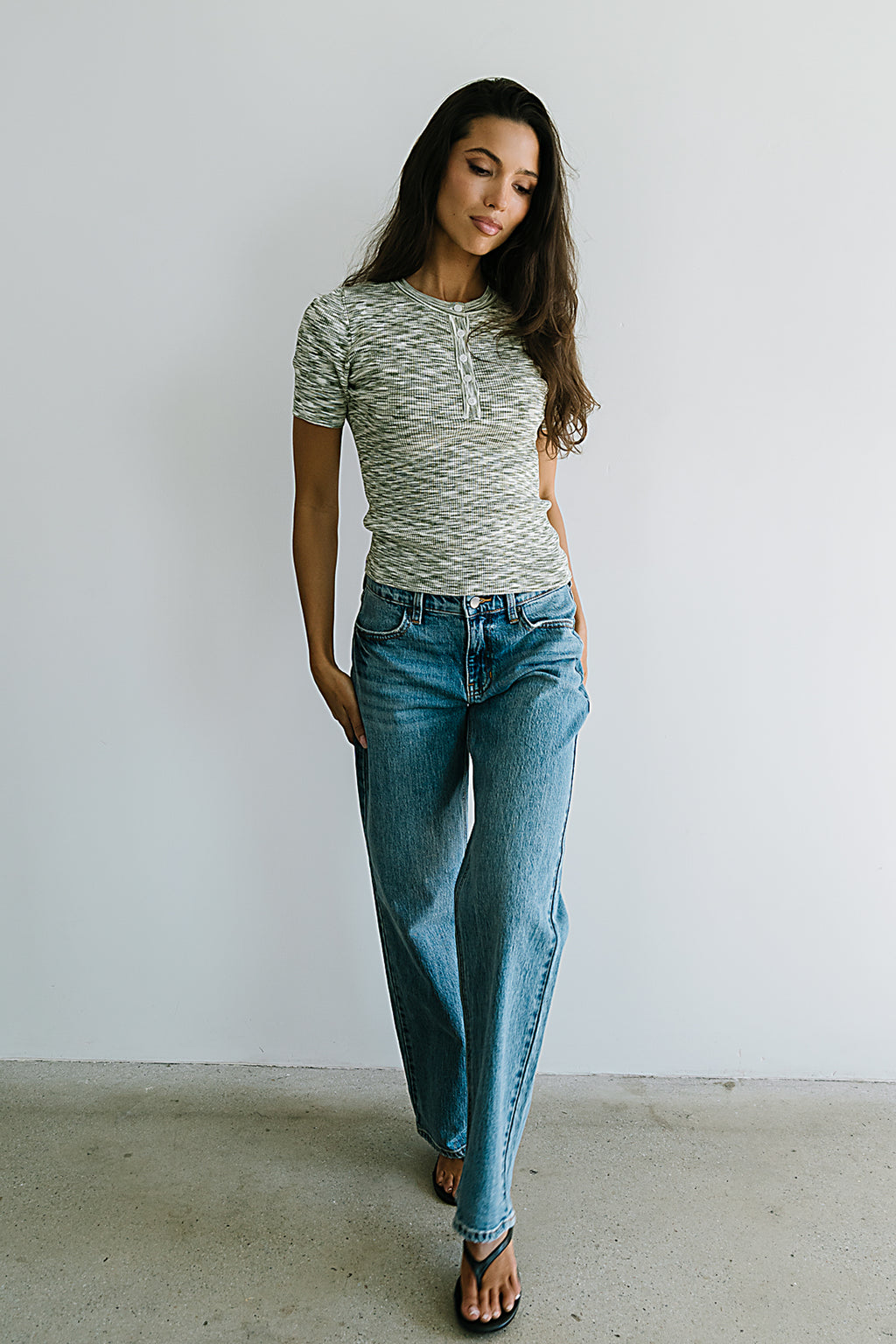 Mannie Heathered Sweater in Olive - FINAL SALE