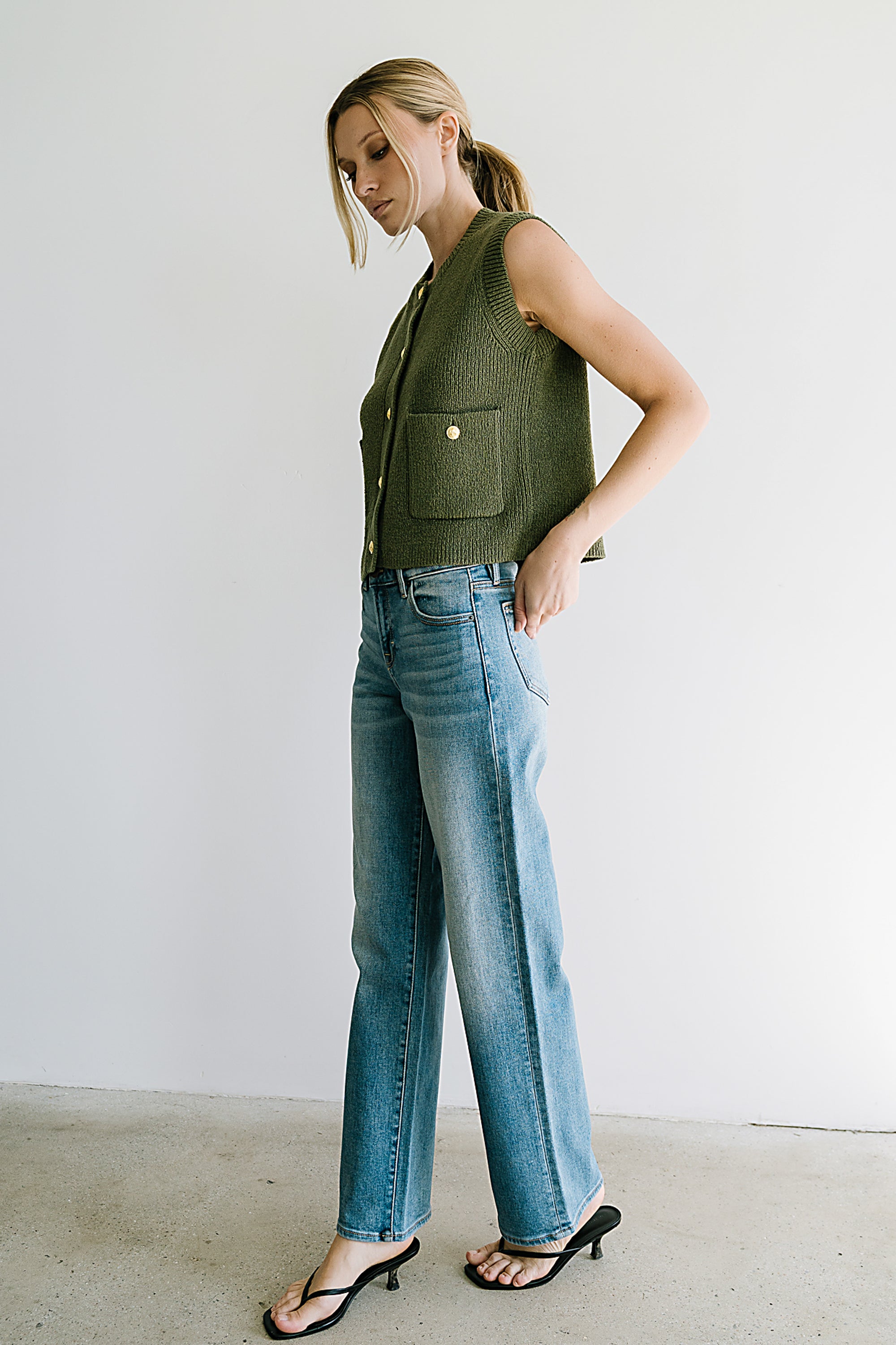 Brooks Knit Vest in Olive - FINAL SALE