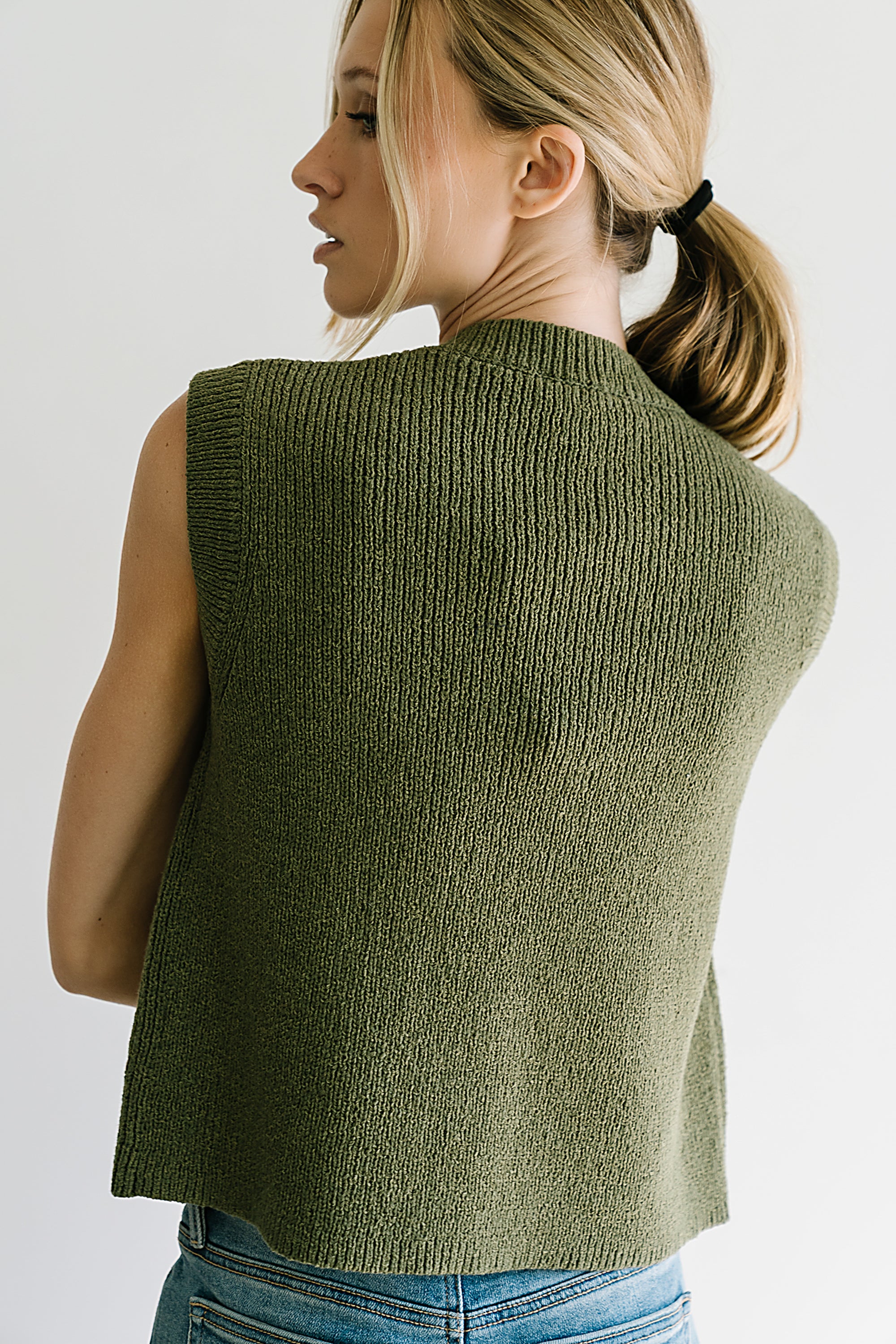 Brooks Knit Vest in Olive - FINAL SALE