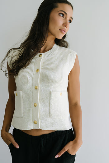 Brooks Knit Vest in Cream - FINAL SALE