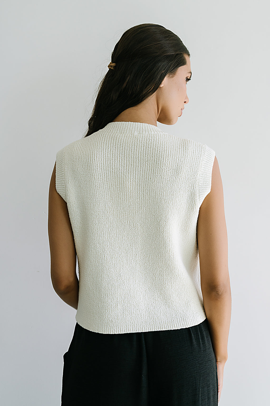 Brooks Knit Vest in Cream - FINAL SALE