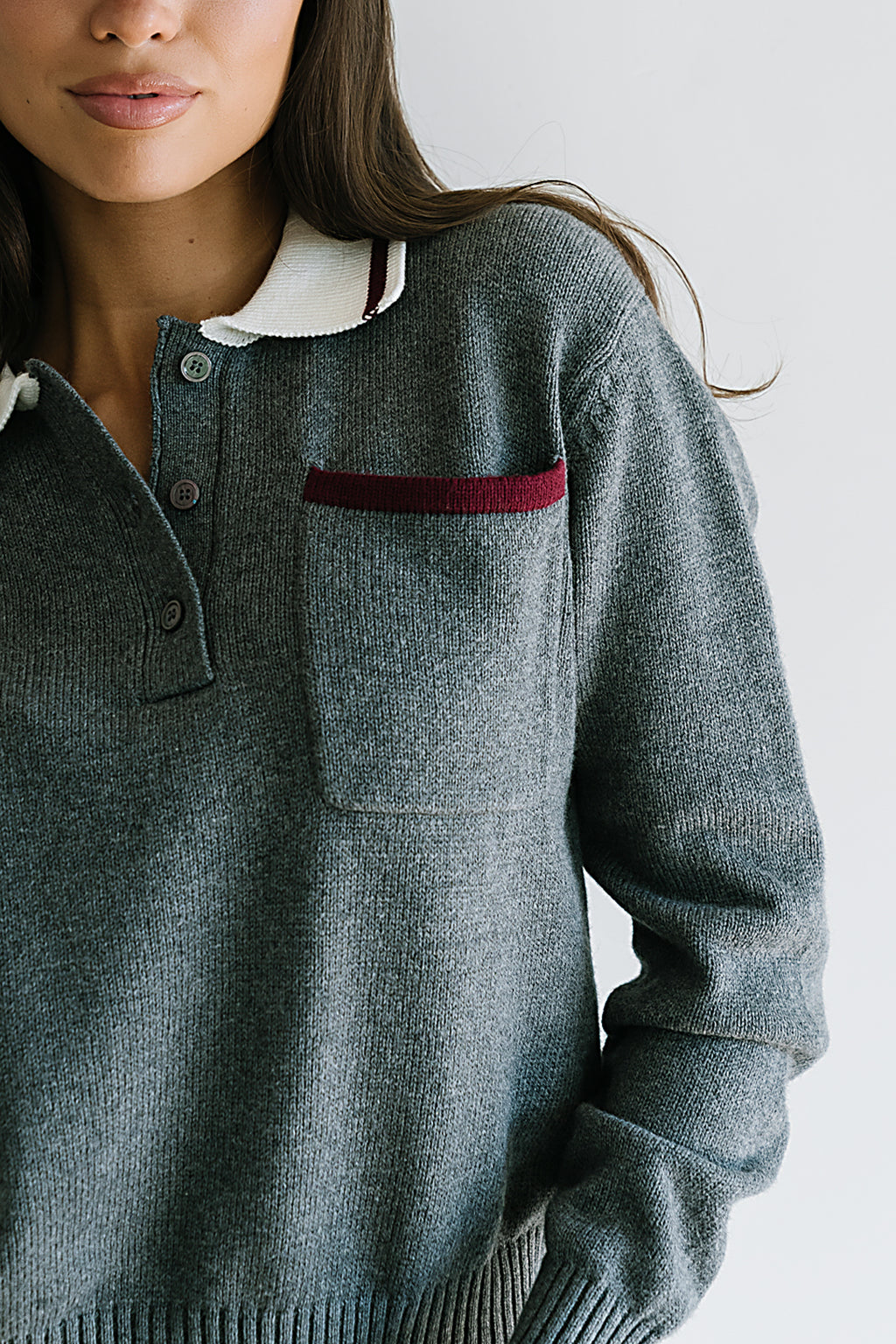 Justine Collared Sweater in Grey - FINAL SALE