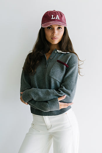 Justine Collared Sweater in Grey - FINAL SALE
