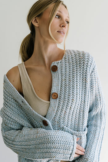 Holland Chunky Knit Cardigan in Blue - FINAL SALE