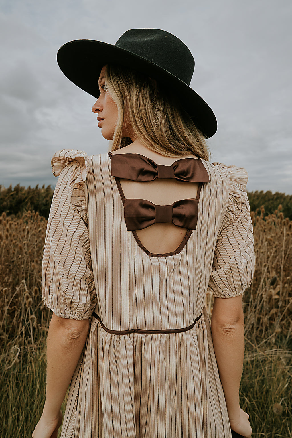 Berlin Corduroy Baby Doll Midi Dress in Taupe - FINAL SALE