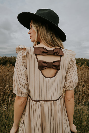 Berlin Corduroy Baby Doll Midi Dress in Taupe - FINAL SALE