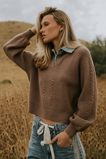 Melissa Contrast Sweater in Mocha - FINAL SALE