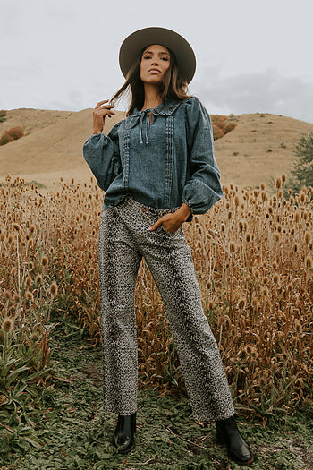 Monique Pleated Blouse in Indigo