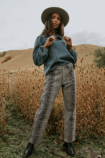 Monique Pleated Blouse in Indigo