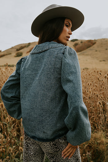 Monique Pleated Blouse in Indigo