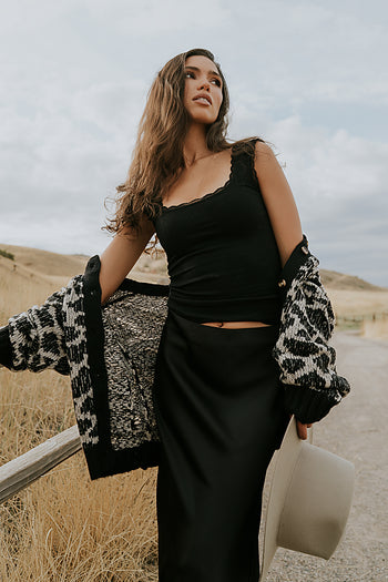 Sawyer Lace Trim Tank Top in Black