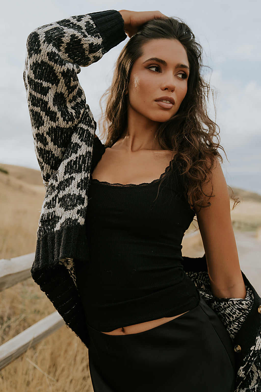 Sawyer Lace Trim Tank Top in Black