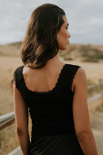 Sawyer Lace Trim Tank Top in Black