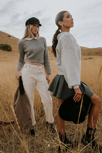 Hayley Collared Sweater in Grey - FINAL SALE