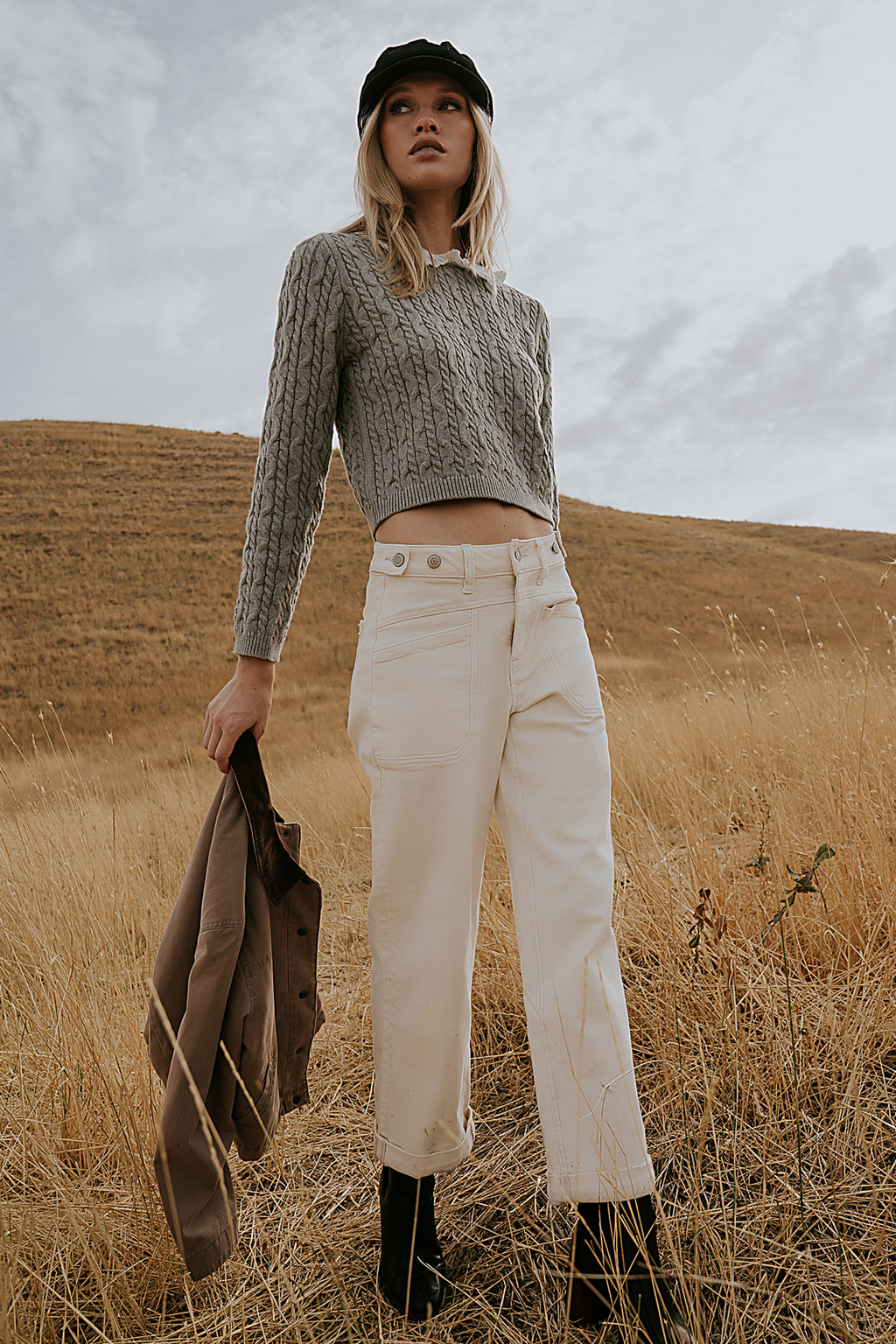 Amber Wide Leg Jeans in Cream