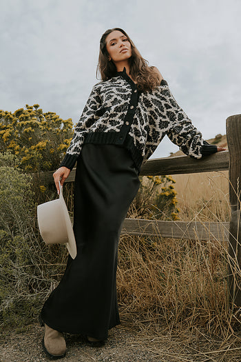 Robbin Satin Maxi Skirt in Black