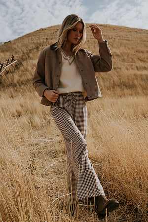 Ada Gingham Wide Leg Pants in Brown - FINAL SALE