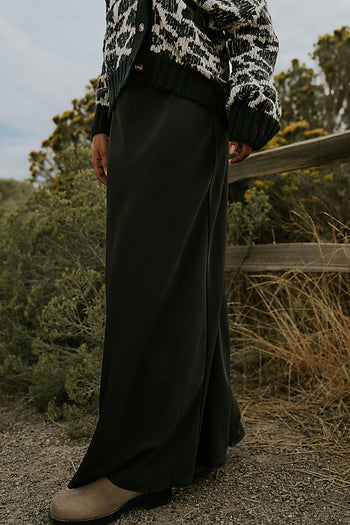 Robbin Satin Maxi Skirt in Black