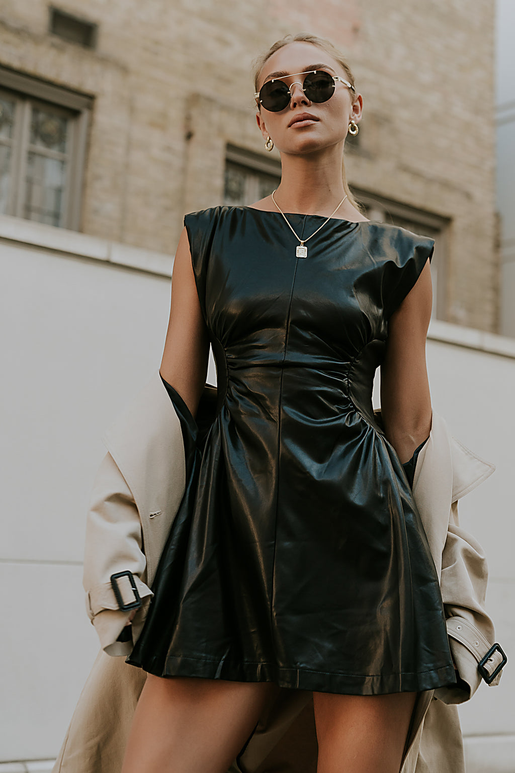 Xiomara Vegan Leather Mini Dress