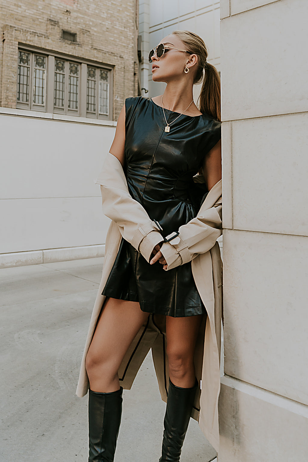 Xiomara Vegan Leather Mini Dress