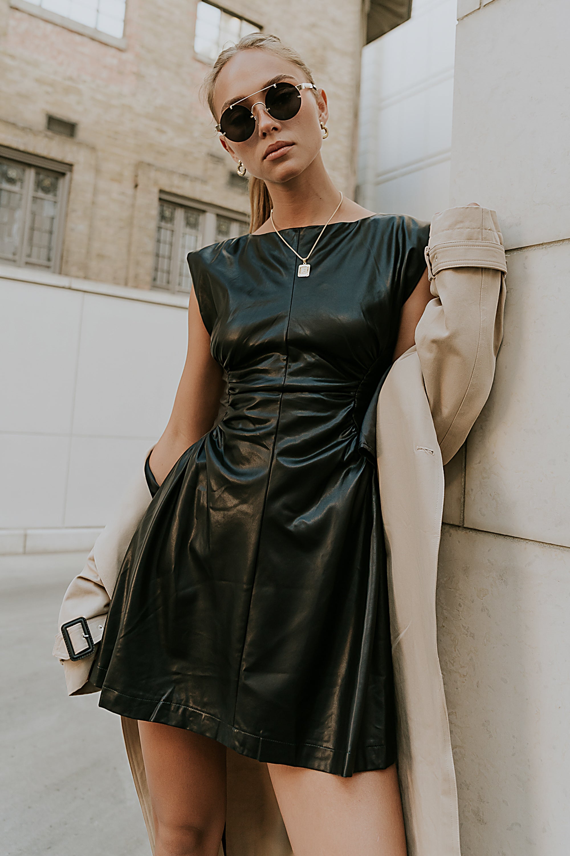 Xiomara Vegan Leather Mini Dress - FINAL SALE Xiomara Vegan Leather Mini Dress - FINAL SALE