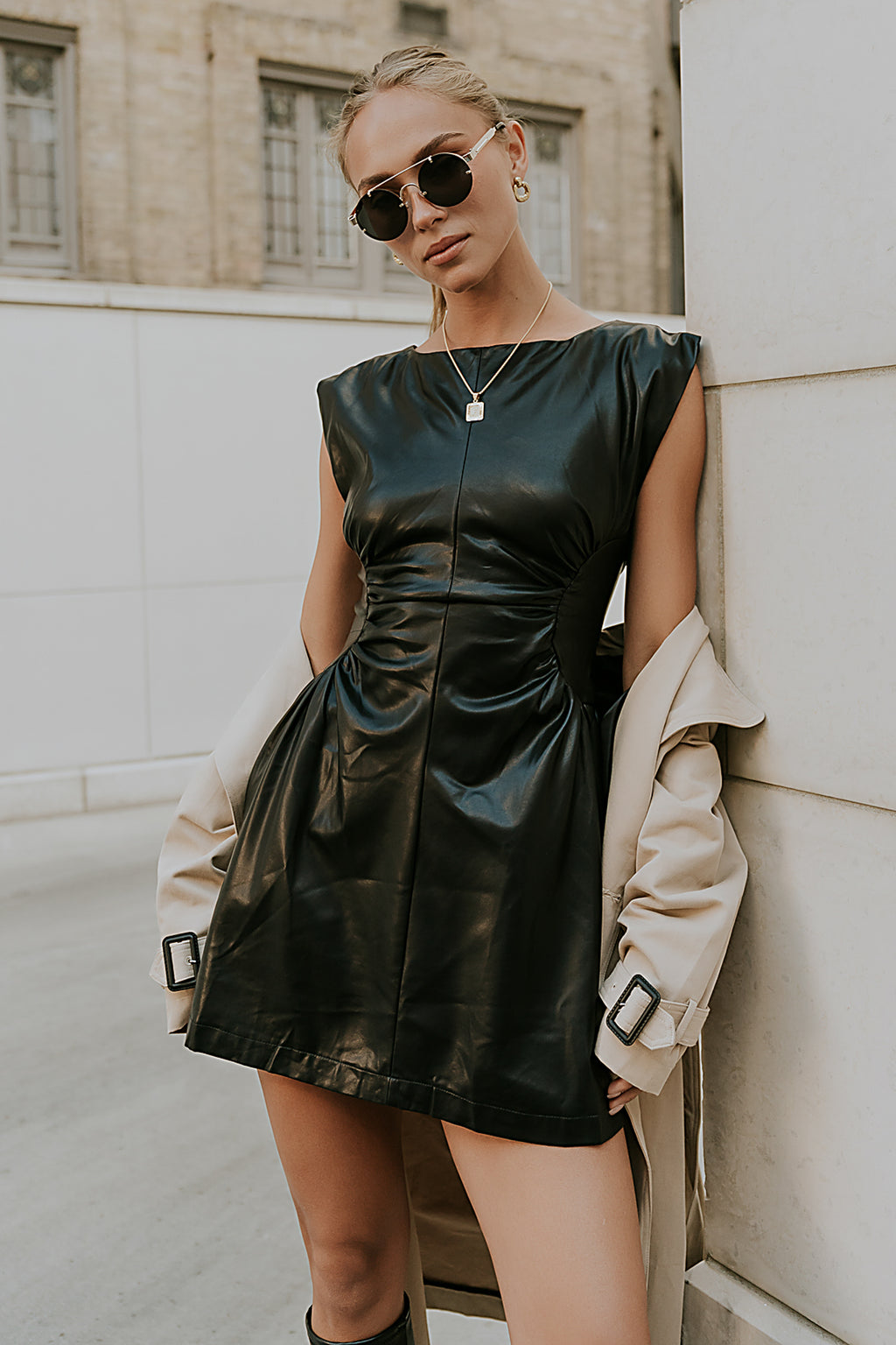 Xiomara Vegan Leather Mini Dress