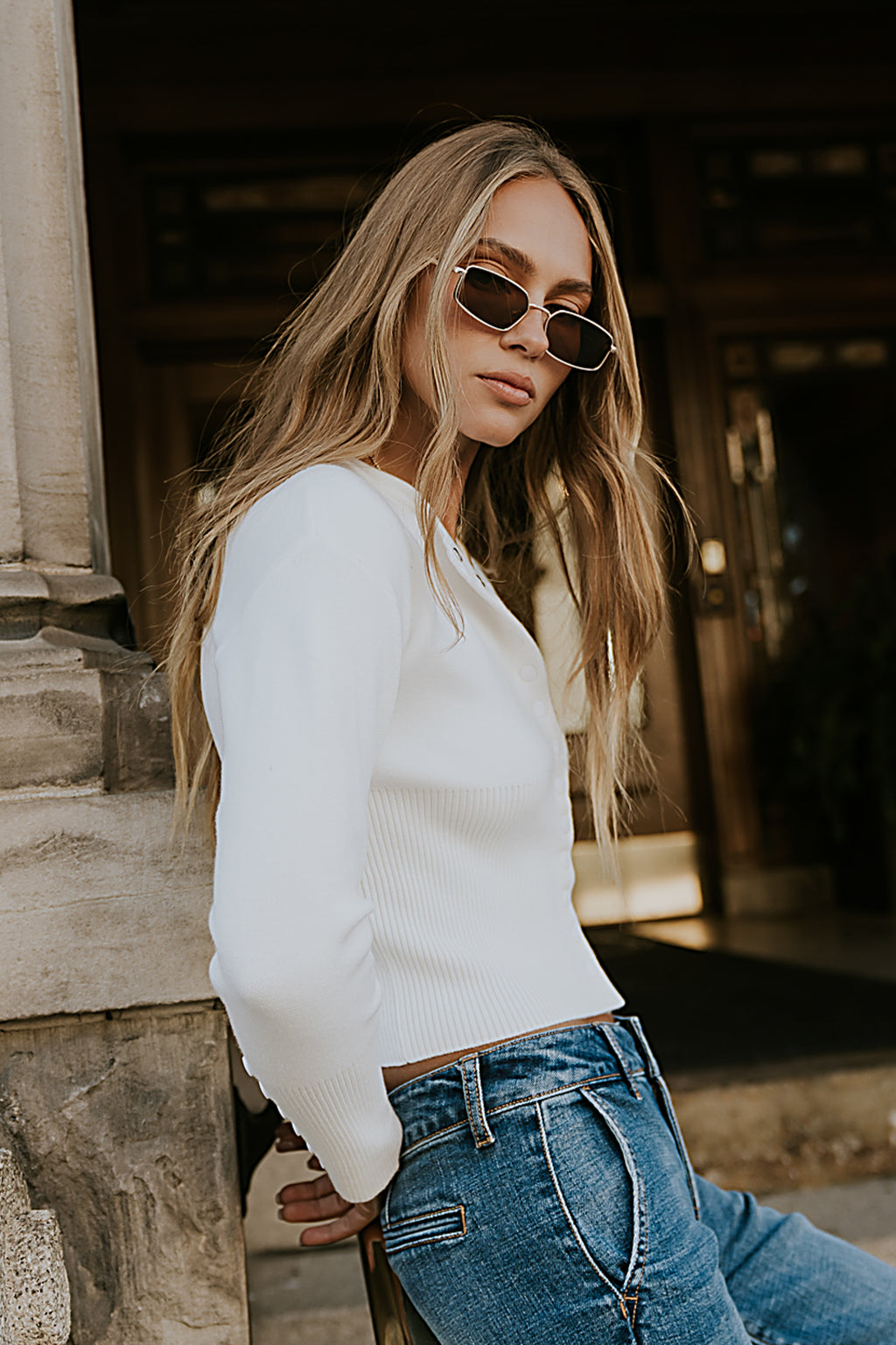 Julia Ribbed Cardigan in Cream