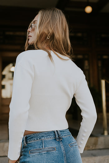 Julia Ribbed Cardigan in Cream