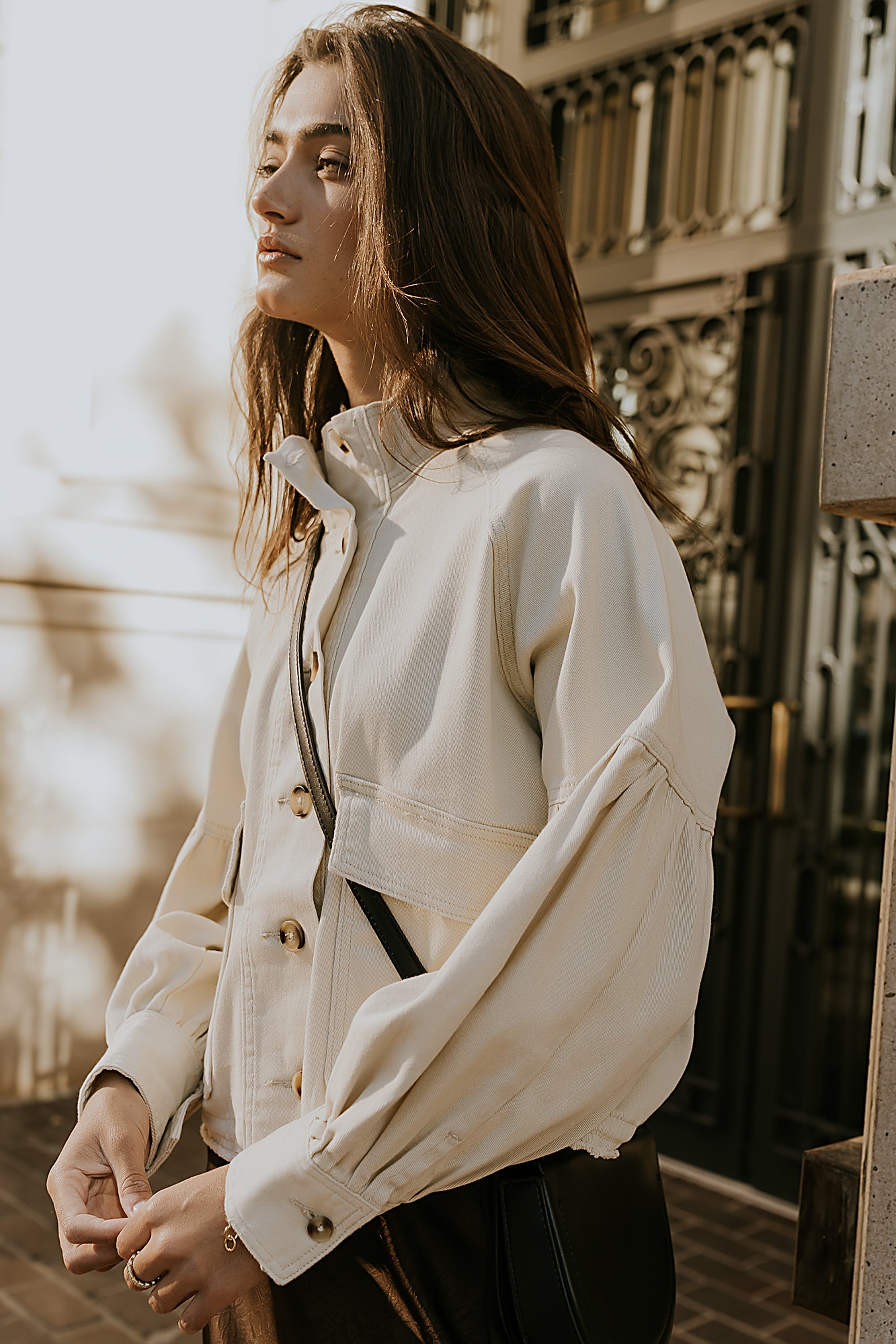 Sasha Denim Jacket in Cream - FINAL SALE