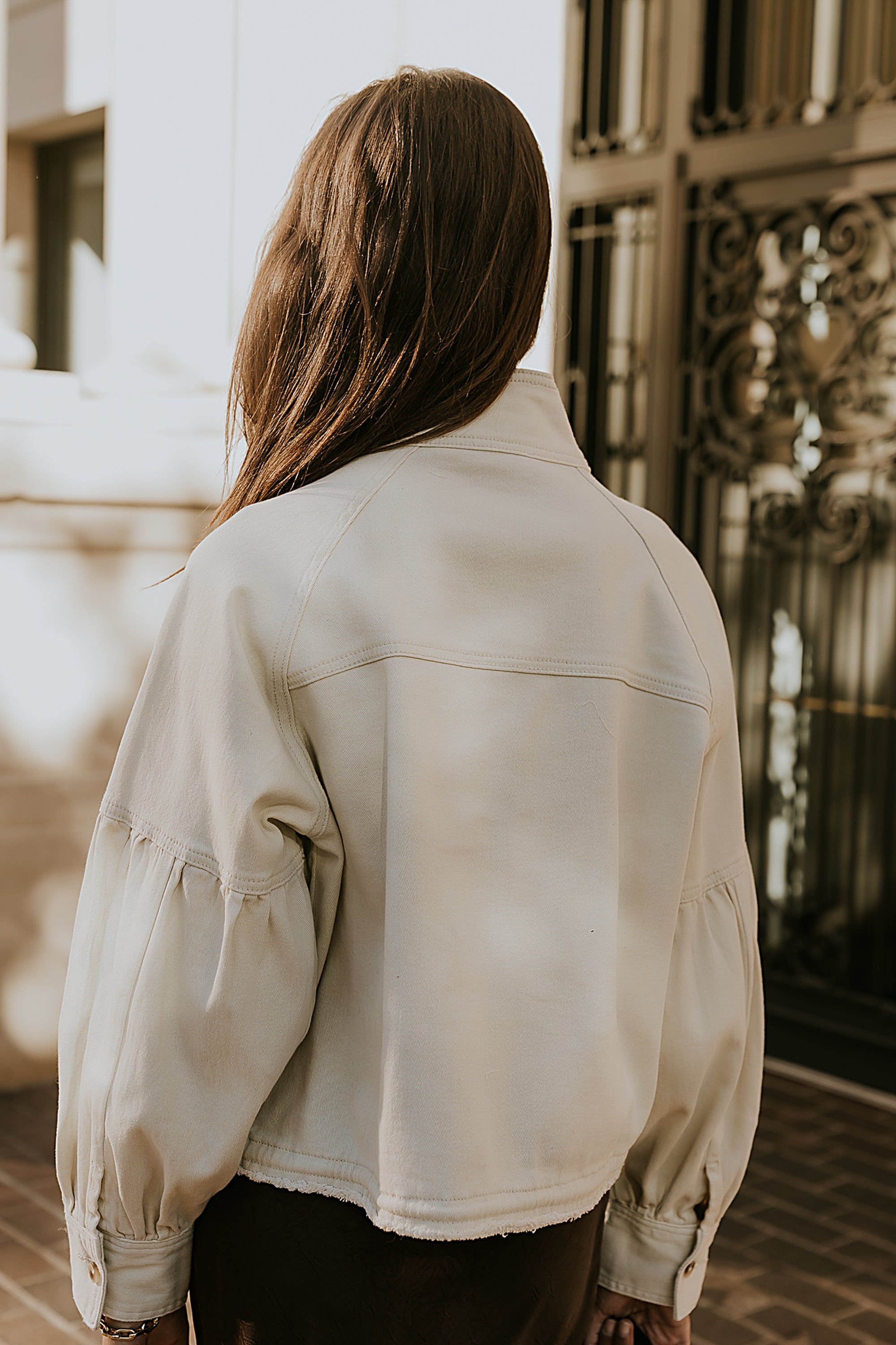 Sasha Denim Jacket in Cream - FINAL SALE