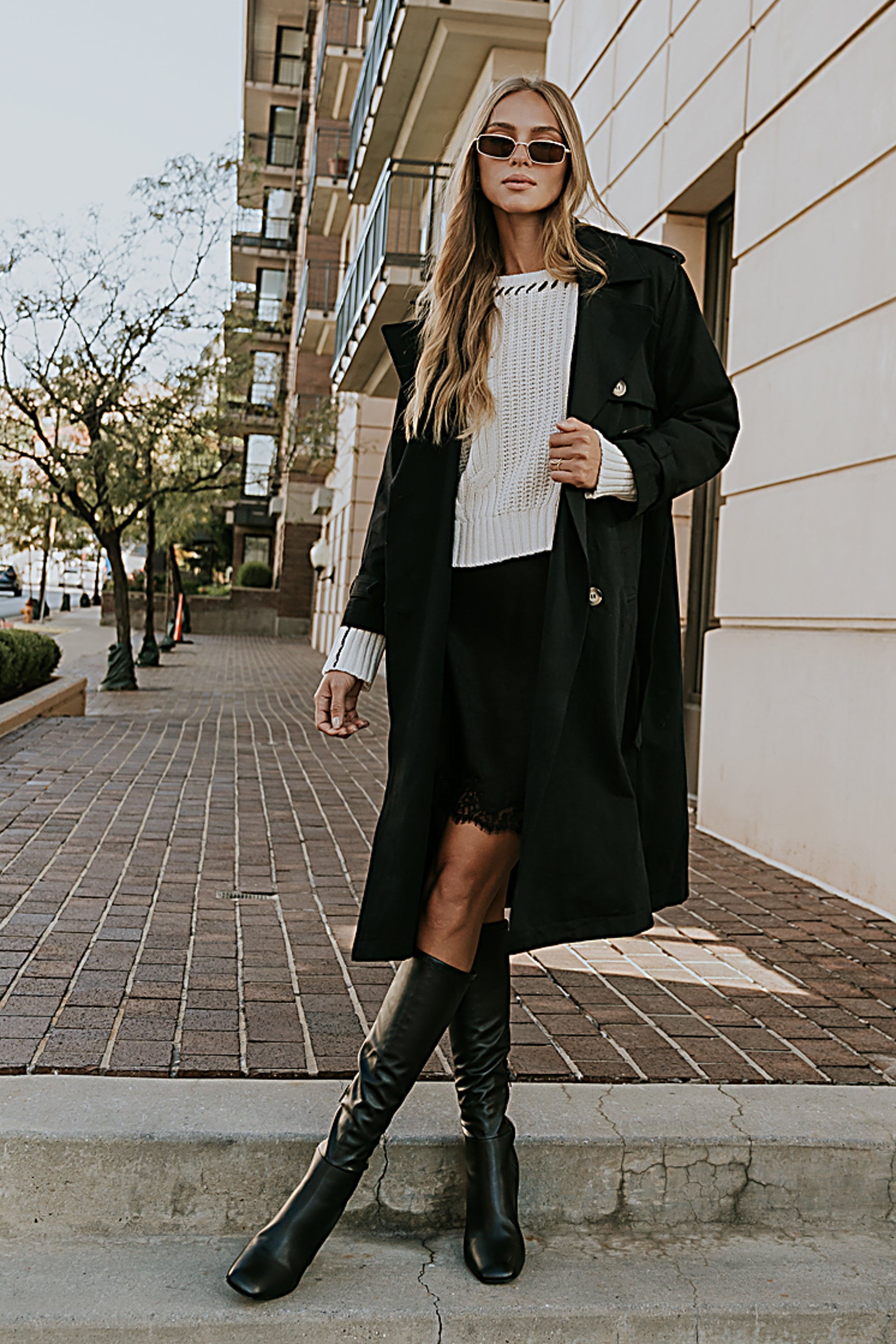 black dress trench coat Black trench wool coat 0 US / Light Camel / with warm insulation
