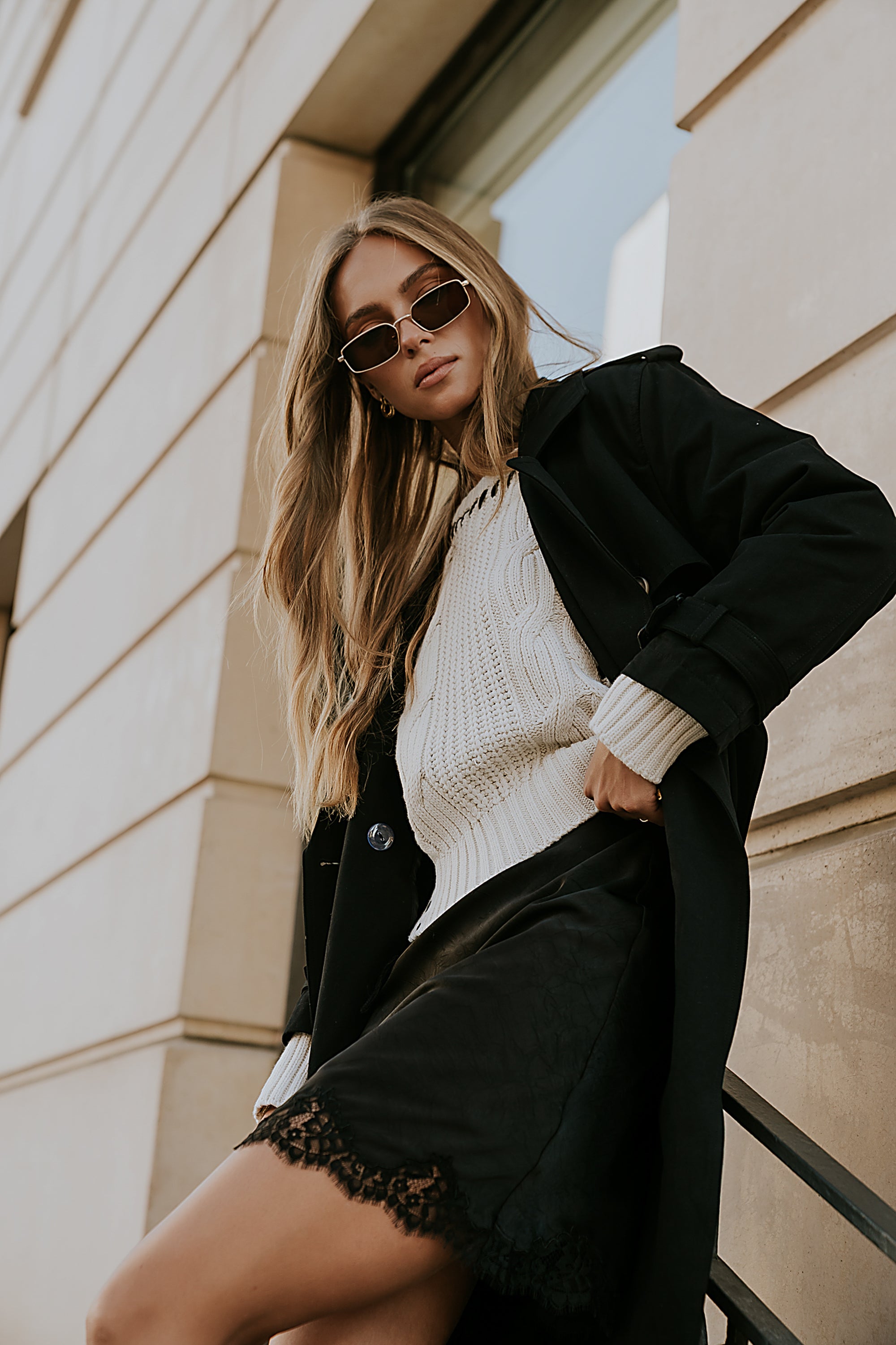 Harper Lace Trim Mini Skirt in Black