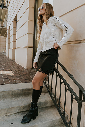 Harper Lace Trim Mini Skirt in Black