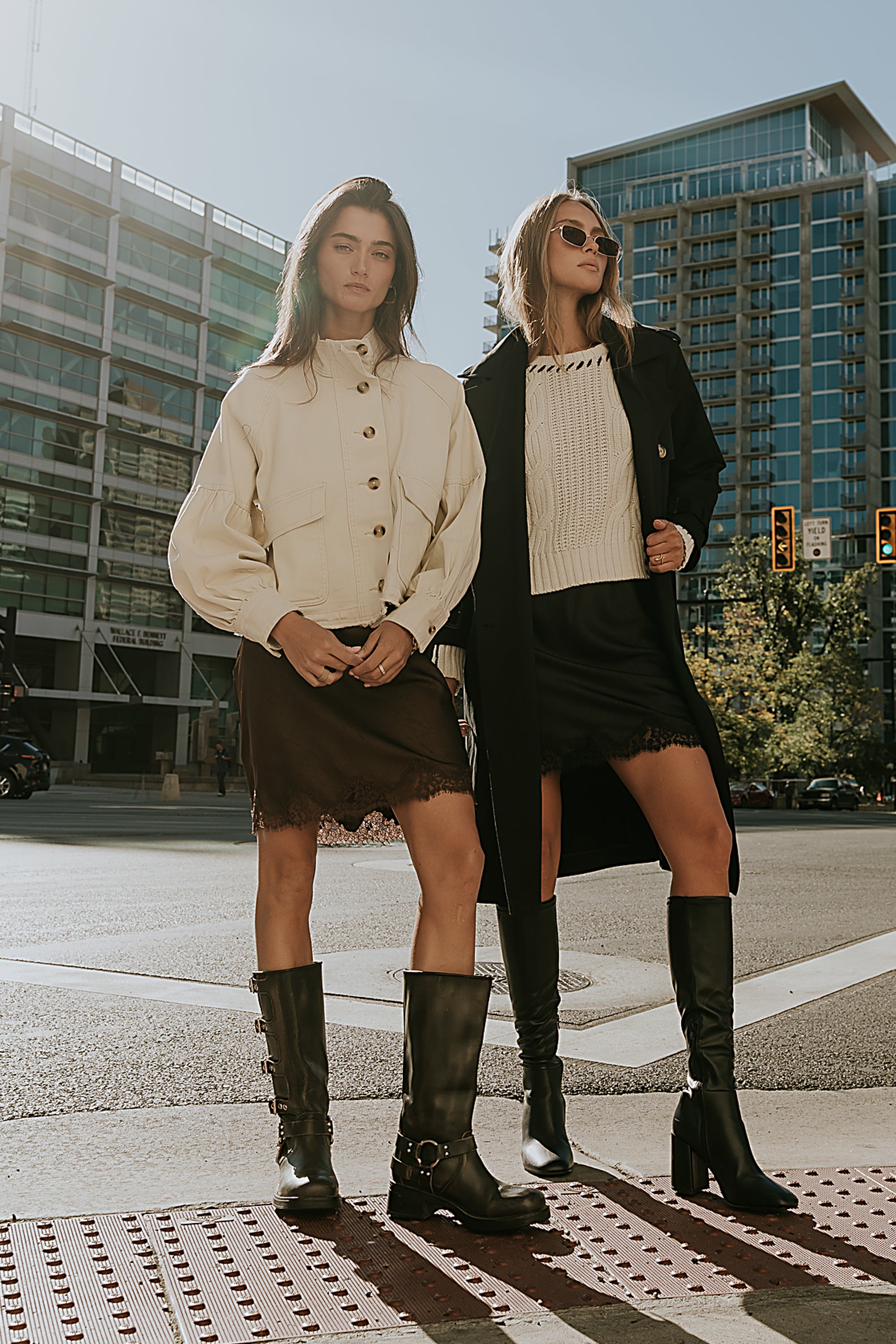 Harper Lace Trim Mini Skirt in Brown - FINAL SALE