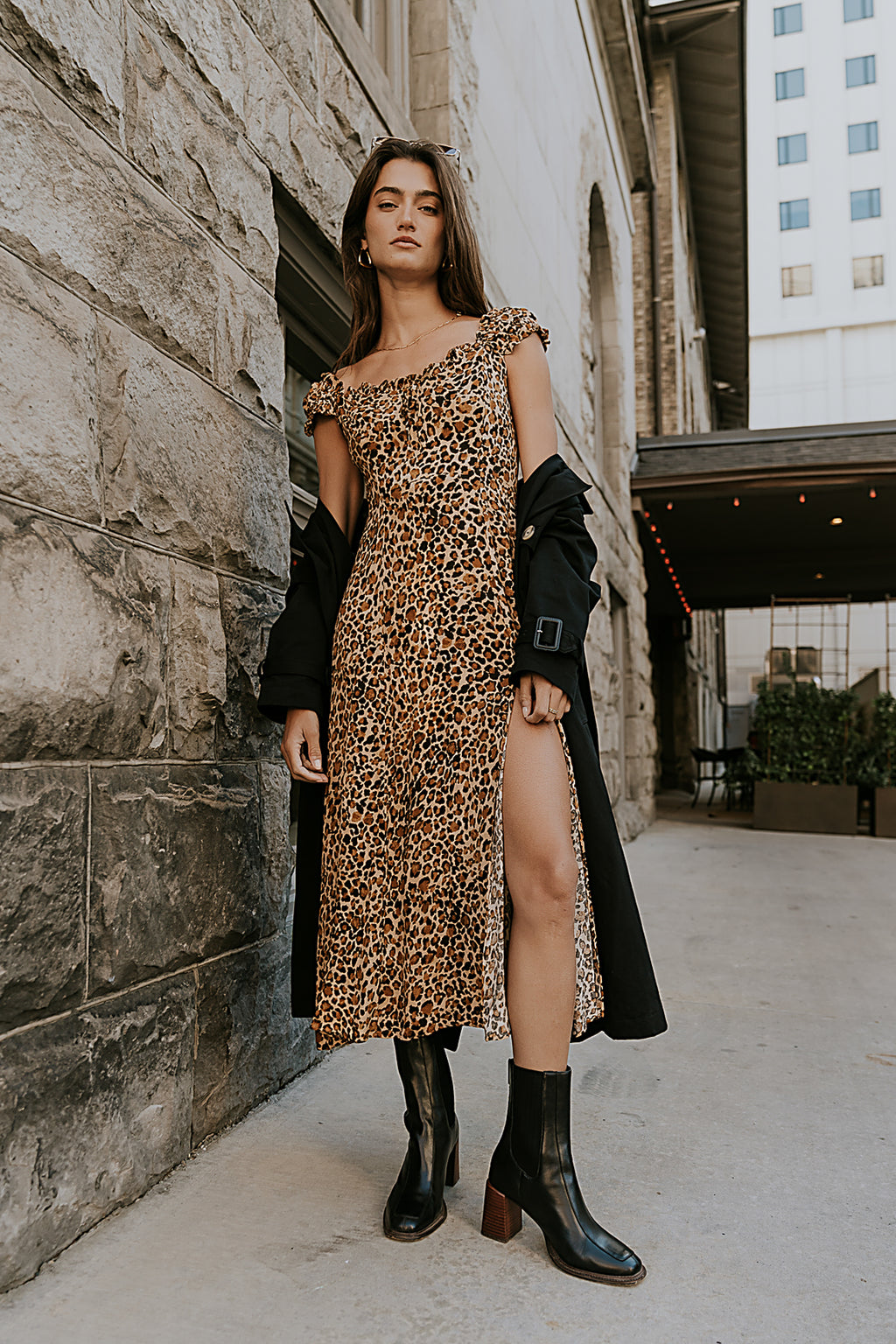 Kylie Leopard Midi Dress