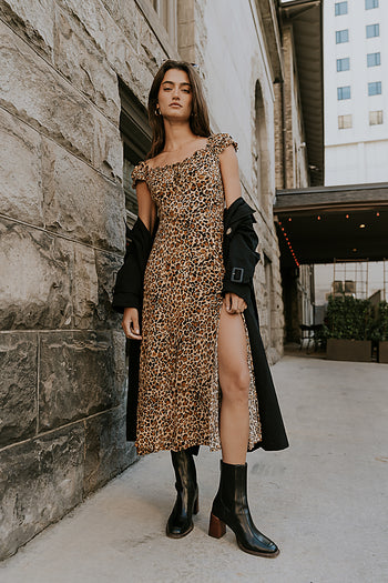 Kylie Leopard Midi Dress