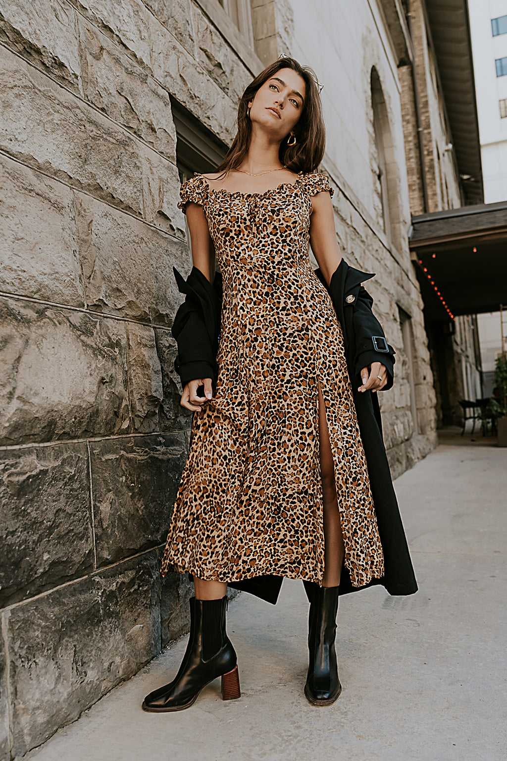 Kylie Leopard Midi Dress