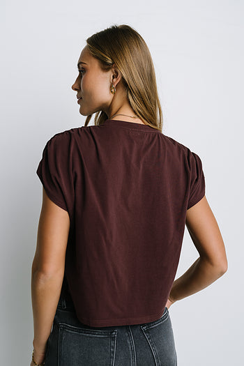 Noelle Ruched Top in Red-Brown