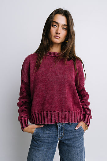 Payton Knit Sweater in Burgundy - FINAL SALE