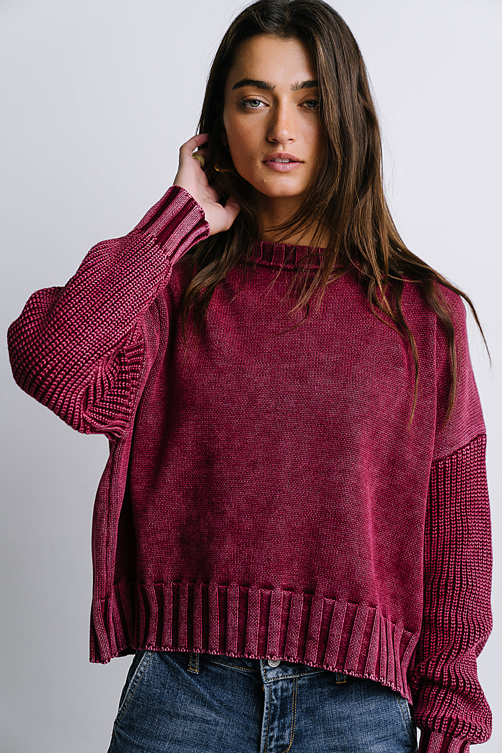 Payton Knit Sweater in Burgundy - FINAL SALE