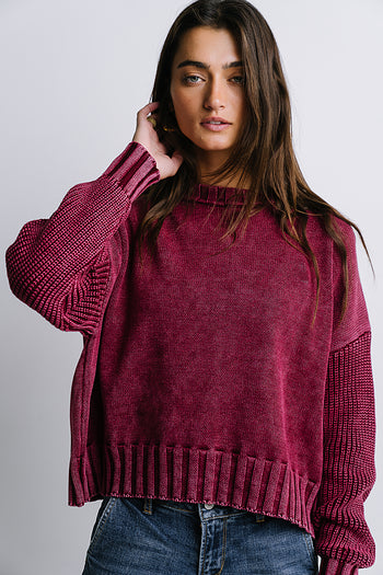 Payton Knit Sweater in Burgundy - FINAL SALE