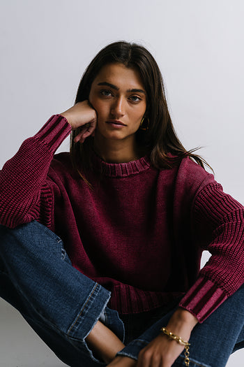 Payton Knit Sweater in Burgundy - FINAL SALE