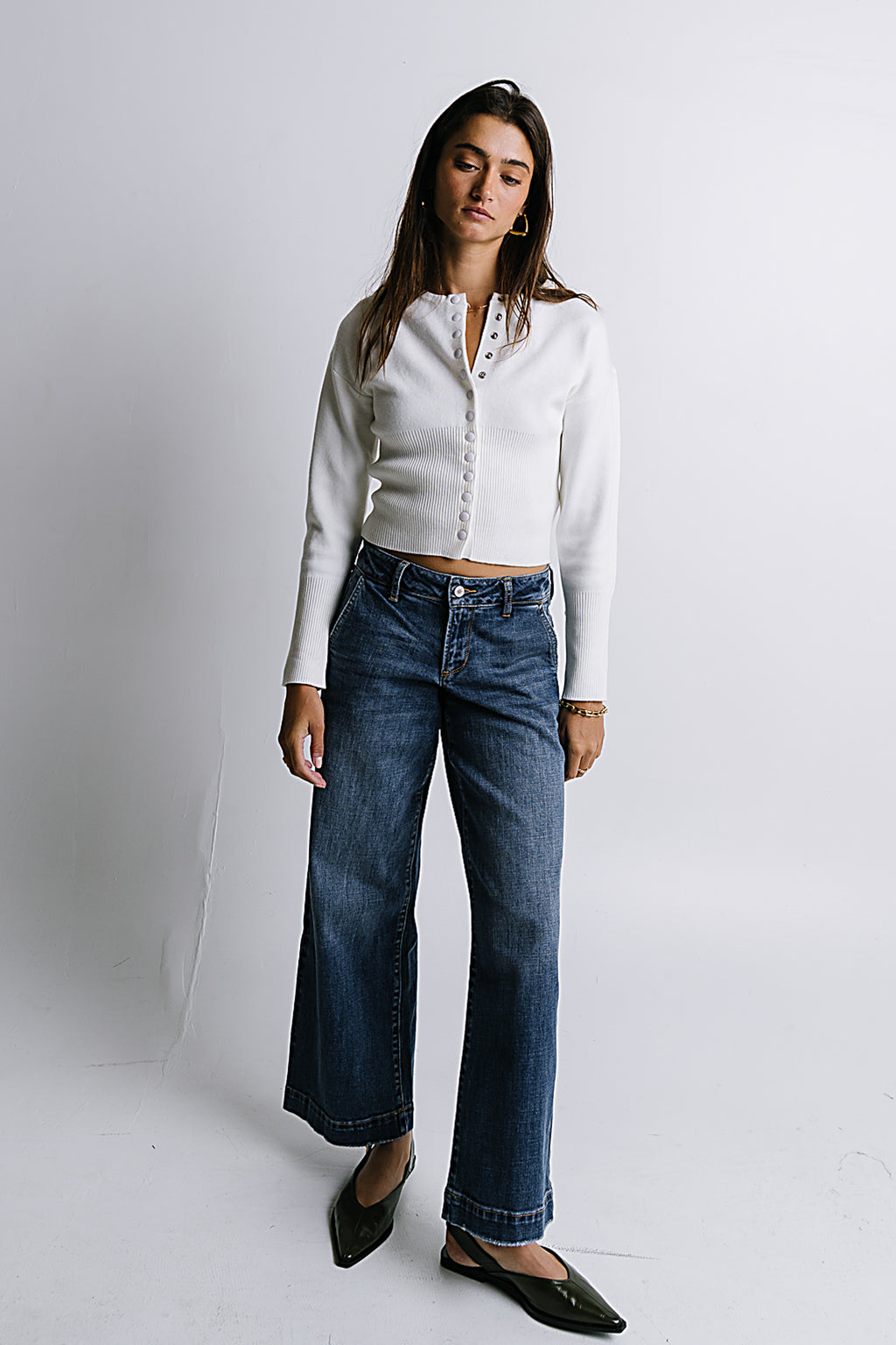 Julia Ribbed Cardigan in Cream