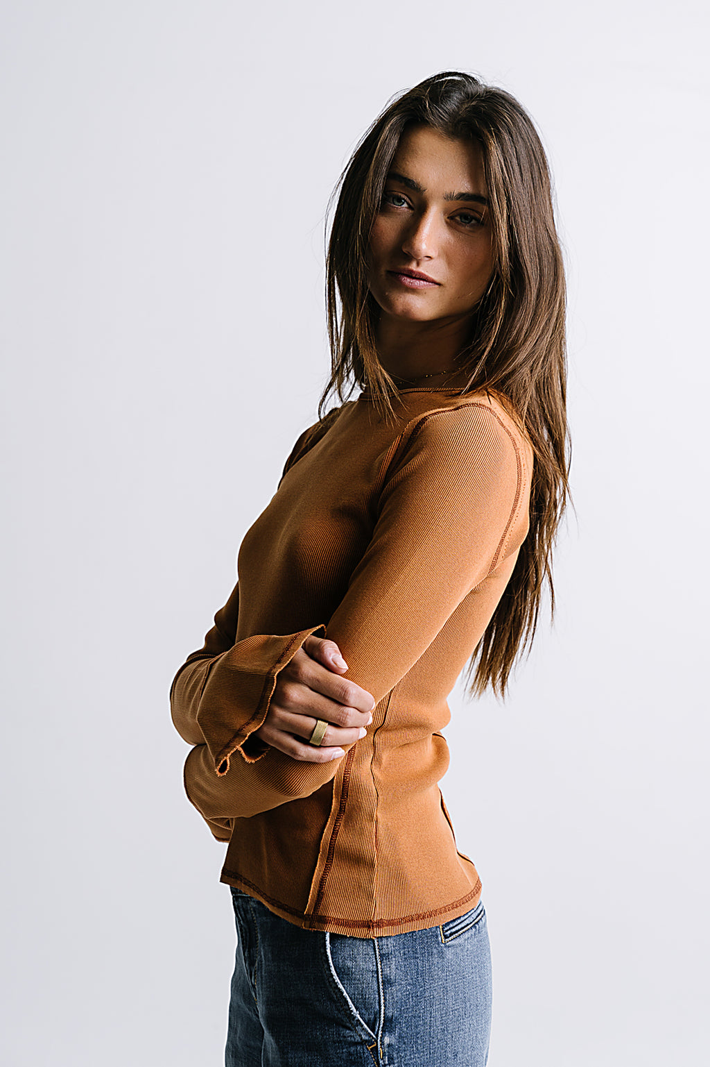 Toby Ribbed Top in Rust - FINAL SALE