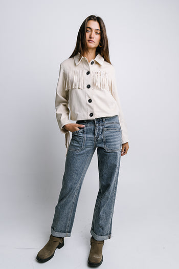 Bridget Fringe Jacket in Bone