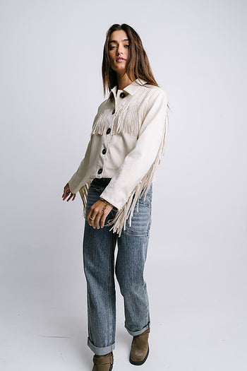 Bridget Fringe Jacket in Bone