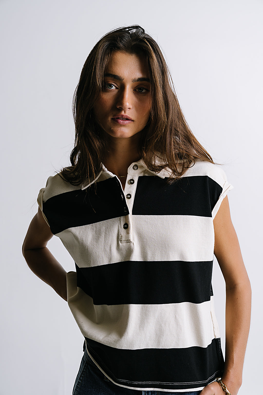Blake Striped top in Black
